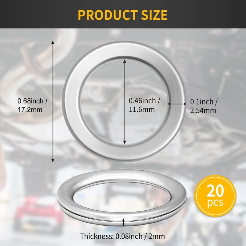 luxlead 20 PCS Transmission Drain Plug Gaskets Oil Crush Washer Seal Rings Compatible with Toyota Lexus 4Runner Sequoia Tacoma Tundra Lexus GS450H, IS250/350, LS430, LS460, Replaces 35178-30010 - Image 5